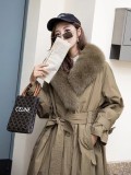 Pai Overcome Women's New Detachable Rex Rabbit Fur Inner Tank Fox Fur Collar Long Fashion Fur Coat