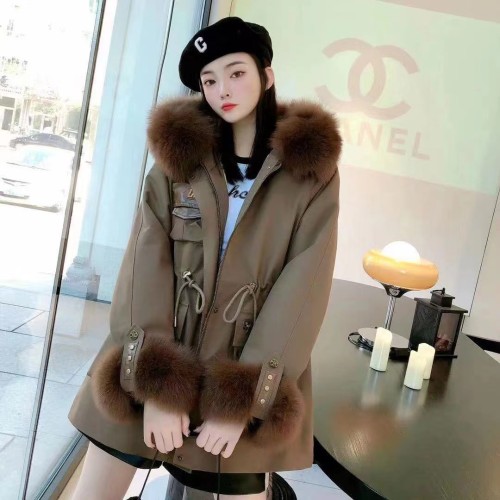 New style style overcomes female otter rabbit fur detachable inner lining, real fur, fox fur collar, Haining fur coat, female