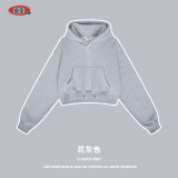 Women's clothing autumn and winter Europe and America 345G thick plush hooded sweaters Spicy girls short style sweaters Trendy brand women's clothing supply