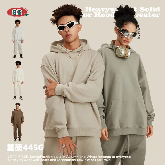 Men's Autumn/Winter American Heavyweight Sweater Set 440G Earth Loose Loop Hooded Fashion Brand Sweater