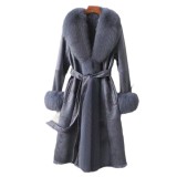 Genuine fur integrated coat for women's mid length new winter fox fur Haining genuine leather coat fur coat