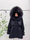 Pai Overcomes Women's New Winter Mid length Rex Rabbit Fur Inner Liner Detachable Raccoon Fur Collar Fur Coat Women