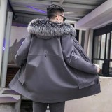 New Autumn and Winter Men's Pie Overcomes Detachable Rex Rabbit Fur Inner Tank, Large Fox Fur Collar, Medium Length Fur Coat, Winter