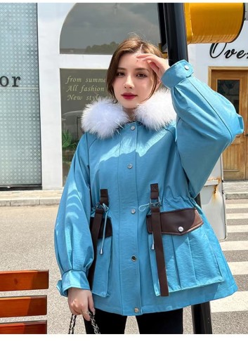 Autumn and Winter New Style Style Overcomes Women's Detachable Real Otter Rabbit Hair Inner Liner Large Fur Collar Fashion Short Fur Coat Women