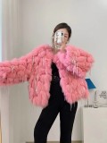 The new Korean version imported fox fur car strip tassel fur coat for women's fashion fur coat is also popular on the internet