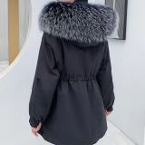 New Fur Pie Overcomes Women's Detachable Rex Rabbit Fur Inner Liner, True Fur Collar, Fashion Casual Fur Coat, Women