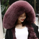 Pai Overcoming Women's New Winter Fox Fur Grass Inner Tank Medium Long Coat Haining Parker Coat Detachable