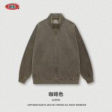 Men's Autumn and Winter Fashion Brand 350G Heavy Duty Vintage Wash Raglan Zipper Coat Loose plush jacket for men