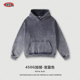 Men's Autumn and Winter 450G Heavyweight Wash Wax Dyed Sweater Hooded Sweater Men's Fashion European and American Brand Sweater Men's
