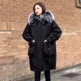 New Pai Overcomes Female Detachable Rex Rabbit Fur Inner Liner Raccoon Fur Collar Casual Korean Medium Length Fur Coat Female