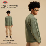 Men's Autumn and Winter Men's T-shirt 270G Vintage Wash Long Sleeve T-shirt Long Sleeve T-shirt Men's Fashion Brand American