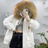 New thickened pie overcomes female otter rabbit fur inner liner detachable large raccoon fur collar work clothes fur coat female