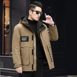 Haining Men's Pie Overcomes Leather and Fur Integrated Detachable Rex Rabbit Hair Inner Liner Business Leisure Hooded Fur Coat Winter