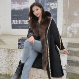 Pai Overcoming Women's New Winter Otter Rabbit Fur Fur Inner Tank Fox Fur Collar Coat Medium Length Coat Detachable