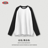 Men's Autumn/Winter American Contrast Split Long Sleeve T-shirt Retro Fashion Couple Loose Casual Bottom Shirt