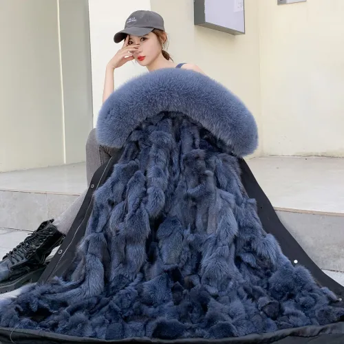 New style style overcomes female fox fur inner lining, autumn and winter fur coat, detachable medium length women's coat
