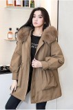 New Style Style Overcomes Women's Detachable Rex Rabbit Fur Inner Tank Fox Fur Collar Fashion Loose Fur Coat Women's Mid length