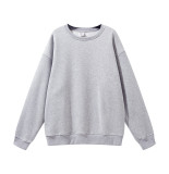 Men's autumn and winter new American fashion brand casual loose fit 345g plush solid round neck men's sweater