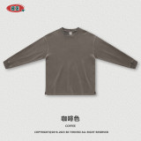 Men's Autumn and Winter 460G Wash Heavy Duty Large Sleeve T-shirt American Retro Loose Split Sweater for Men