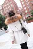 Winter Pie Overcomes Female Little Man Rex Rabbit Fur Inner Liner Detachable True Fox Fur Collar Young Fur Coat Female