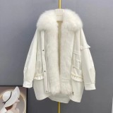 Haining New Style Style Overcomes Female Otter Rabbit Hair Inner Liner Detachable Big Fox Fur Collar Fashion Fur Coat Women's Coat