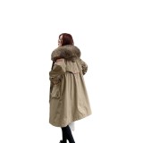 Winter New Detachable Pai Overcoming Coat Women's Mid length Over Knee Rex Rabbit Fur Inner Tank Fur Coat Young