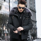 New parka men's short rabbit fur inner jacket fur fur coat fur one piece down coat outdoor charging suit winter
