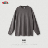Men's Fashion Brand Loose Autumn Long Sleeve Men's 260G12 Color American Retro Washed Old Long Sleeve T-shirt