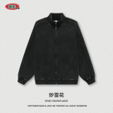 Men's Autumn and Winter 420G Heavyweight Washed Blue Pattern Raglan Zipper Coat Vintage Street Fashion Brand Sweater