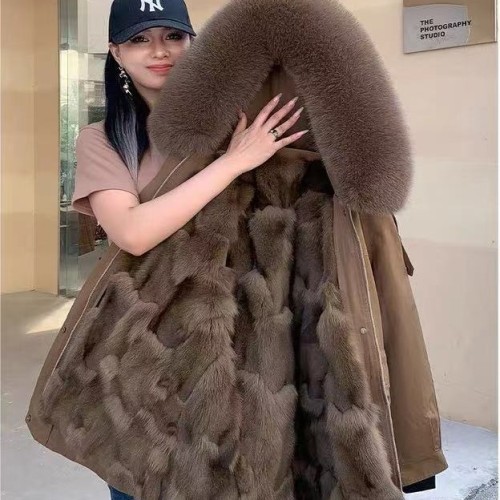 New Winter Pie Overcoming Female Otter Rabbit Hair Inner Gallbladder Fur One Piece Detachable Mid length Fur Coat Female