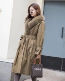 Pai Overcome Women's New Detachable Rex Rabbit Fur Inner Tank Fox Fur Collar Long Fashion Fur Coat