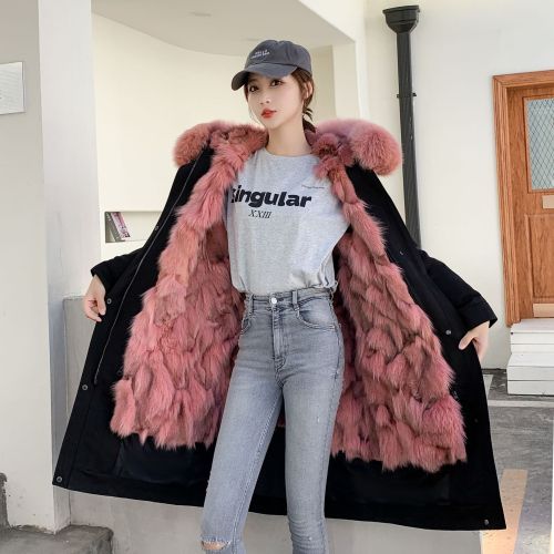 New style style overcomes female fox fur inner lining, autumn and winter fur coat, detachable medium length women's coat