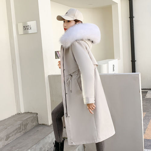 Pai Overcomes Women's Winter New True Fox Rabbit Fur Inner Tank Detachable Mid length Fur Coat Coat