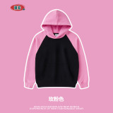 Autumn and Winter Heavyweight Contrast Raglan with Fleece Hooded Children's Sweater American Dopamine Top Fashion