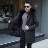 Parka men's mid length fur integrated mink inner liner genuine leather fur men's mink coat Nick coat