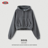 Women's Autumn and Winter INS Street BM Style Spicy Girl Shoulder Raglan Retro Wash Plush Short Hooded Women's Sweater