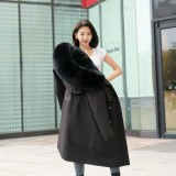 Winter New Detachable Rex Rabbit Fur Inner Liner Pie Overcomes Female Long Style True Fur Fox Fur Collar Fur Coat Female