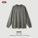 Men's Fashion Brand Loose Autumn Long Sleeve Men's 260G12 Color American Retro Washed Old Long Sleeve T-shirt