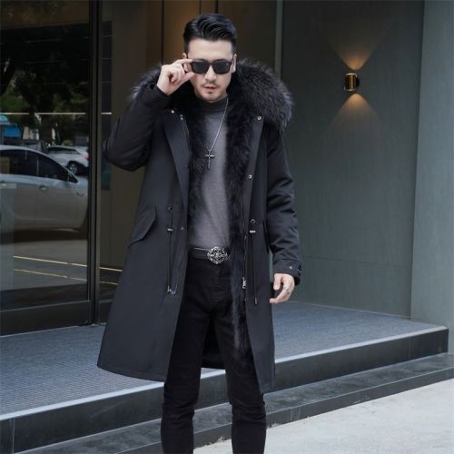 Winter New Casual Style Overcomes Men's Fur Coat Raccoon Fox Fur Inner Tank Detachable Coat Long
