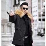 New parka winter men's detachable otter rabbit fur inner liner fox fur collar medium length fur coat for men