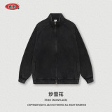 Men's Autumn and Winter Fashion Brand 350G Heavy Duty Vintage Wash Raglan Zipper Coat Loose plush jacket for men