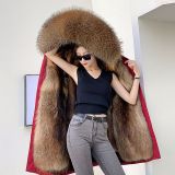 New Style Style Overcomes Virgin Hair Mink Inner Tank Detachable Green Root Mink Large Fur Collar Parker King Fur Coat