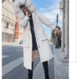 Winter Pie Overcomes Women's Detachable Rex Rabbit Fur Inner Tank Long True Fur Grass Coat Women's White Raccoon Fur Collar Large