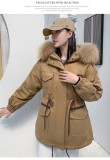 New Fur Pie Overcomes Women's Detachable Rex Rabbit Fur Inner Liner, True Fur Collar, Fashion Casual Fur Coat, Women