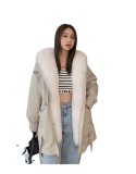 Haining New Style Style Overcomes Female Detachable Rex Rabbit Fur Inner Tank Fox Front Fur Collar Fashion Fur Coat Female