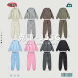 Autumn and Winter Heavyweight Washed Plush Round Neck Sweater Pants Set Vintage Fashion Brand Couple Top