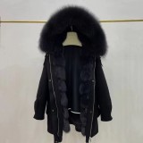 Haining New Style Pi Overcomes Women's Detachable Fox Fur Inner Liner Medium Long Fit Warm Fur Coat Women