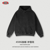 Men's Autumn and Winter 450G Heavyweight Wash Wax Dyed Sweater Hooded Sweater Men's Fashion European and American Brand Sweater Men's