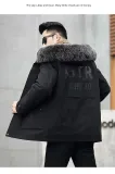Haining Men's Pie Overcomes Leather and Fur Integrated Detachable Rex Rabbit Hair Inner Liner Business Leisure Hooded Fur Coat Winter