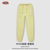 Autumn and Winter American Fashion Brand Solid Color Tie Feet Guard Pants for Men's Loose Relaxed Plush Sports Pants
